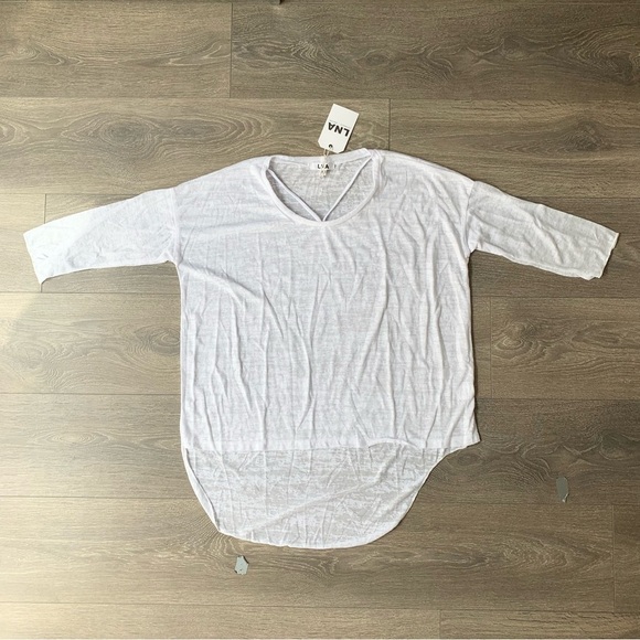 LNA Cape Strap Tee Top Burnout 3/4 Length Sleeve White Size Small - Picture 9 of 16